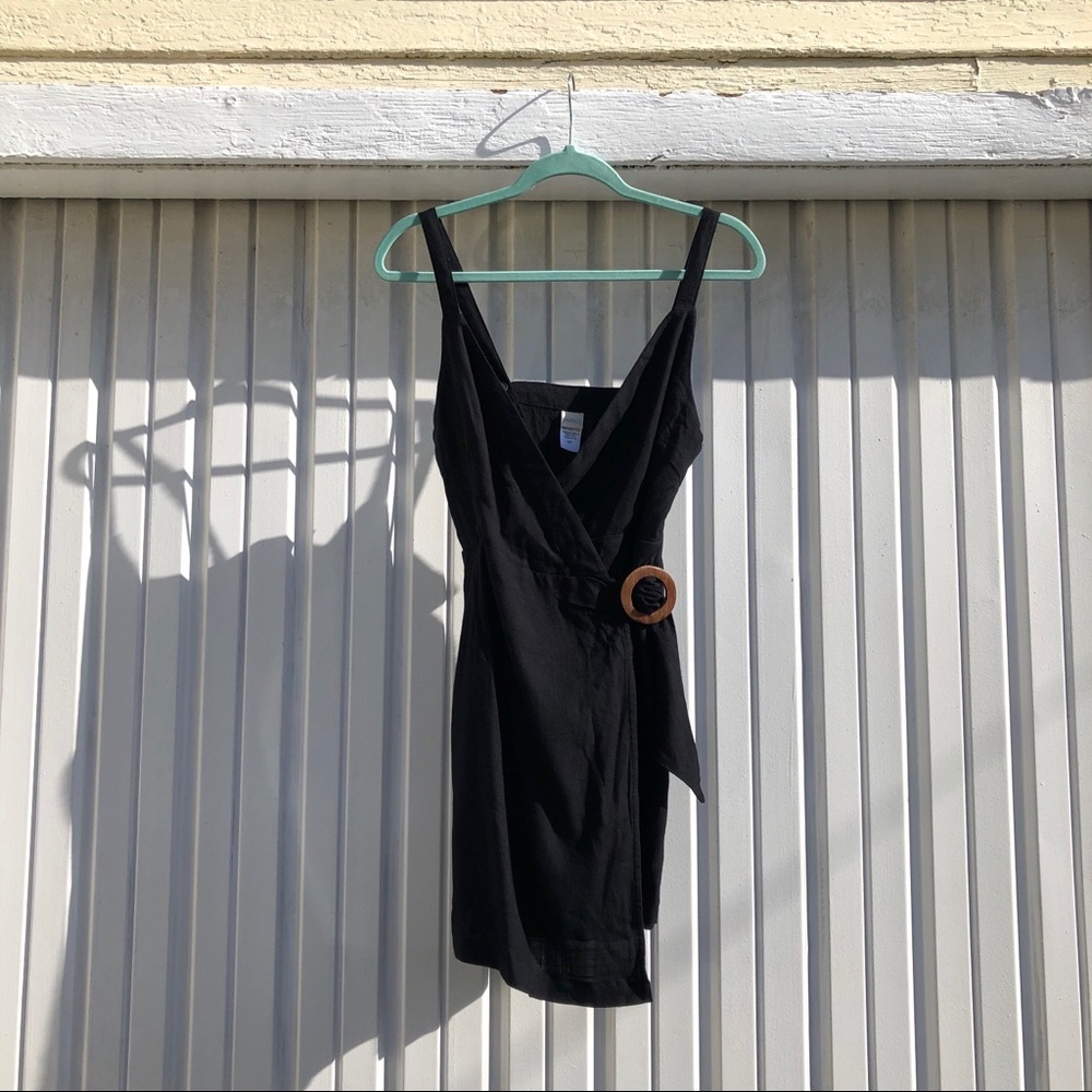 NWT L*space black wrap mini dress